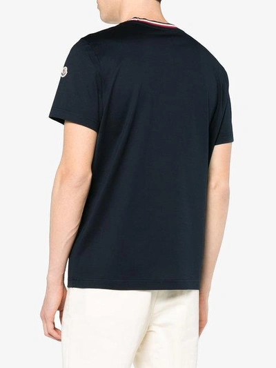 Shop Moncler Contrast Collar Short Sleeve T Shirt