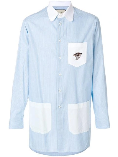 Shop Gucci Embroidered Bird Shirt