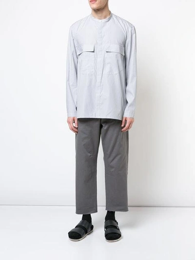 Shop Siki Im Striped Cargo Monk Shirt In White