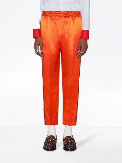 Shop Gucci Acetate Jogging Pant With Stripe In Yellow