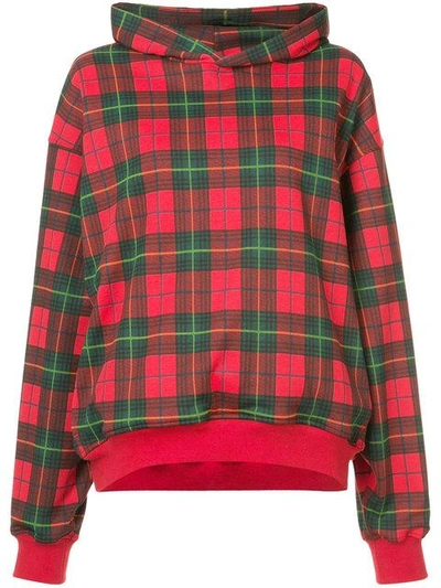 Shop Fear Of God Plaid Hoodie In Redpld