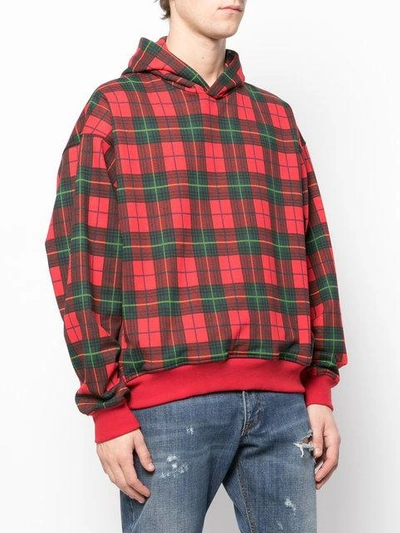 Shop Fear Of God Plaid Hoodie In Redpld