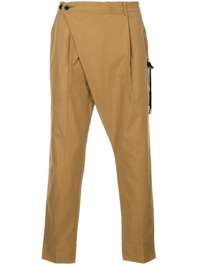 Shop Education From Youngmachines Asymmetric Cropped Trousers - Brown