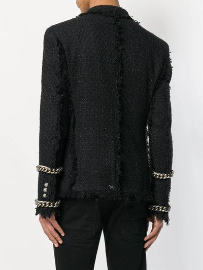 Shop Balmain Double Breasted Tweed Jacket In Black