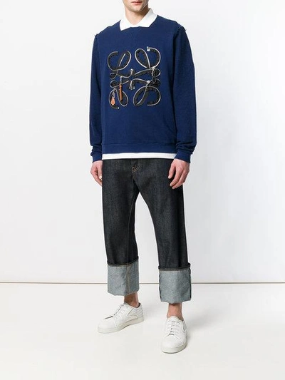 Shop Loewe Zip Detail Sweatshirt - Blue