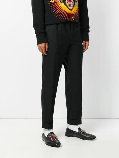 Shop Gucci Drawstring Cropped Trousers - Black