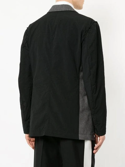 Shop Yohji Yamamoto Contrast Sleeve Blazer In Grey