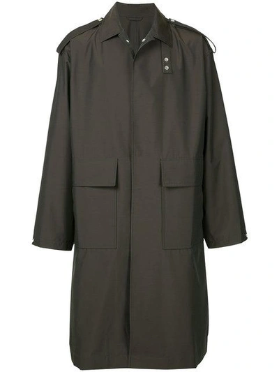 Shop E. Tautz Military Style Long Coat In Green