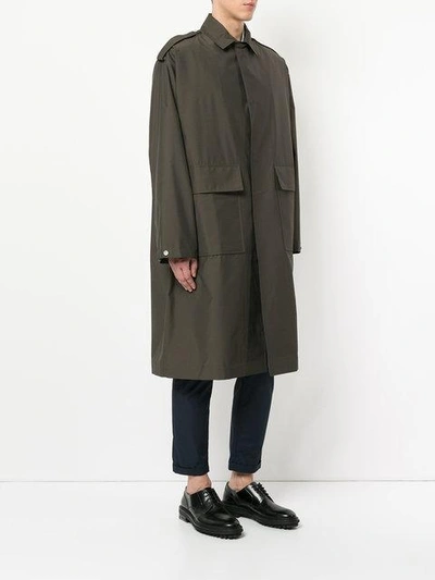 Shop E. Tautz Military Style Long Coat In Green