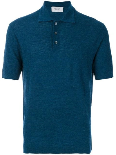 Shop Pringle Of Scotland Knitted Polo Shirt - Blue