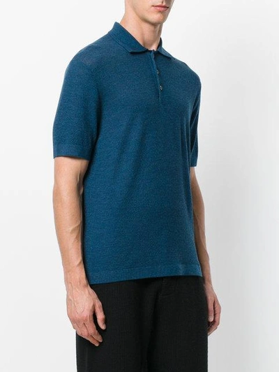 Shop Pringle Of Scotland Knitted Polo Shirt - Blue