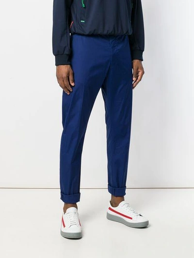 Shop Prada Slim Cargo Trousers In Blue