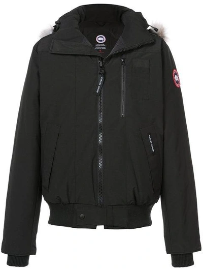 Shop Canada Goose Appliqué Hooded Jacket In Black