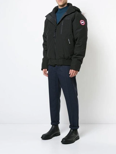 Shop Canada Goose Appliqué Hooded Jacket In Black