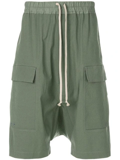 Shop Rick Owens Drop-crotch Cargo Shorts - Green