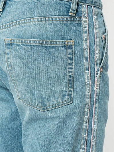 Shop Doublet Side Panel Straight Leg Jeans In Blue