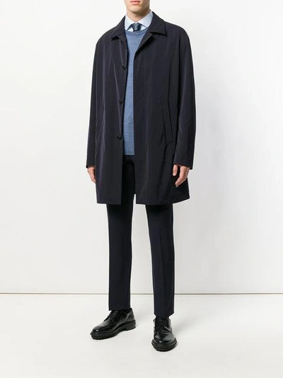 Shop Giorgio Armani Boxy Lightweight Coat - Blue