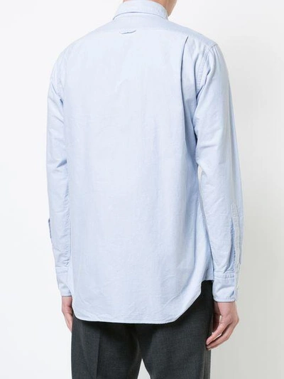 Shop Thom Browne Button Down Zip Front Shirt - Blau In Blue