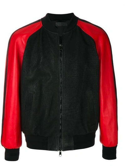 Shop Neil Barrett Varsity Bomber Jacket In Black