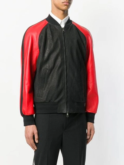 Shop Neil Barrett Varsity Bomber Jacket In Black