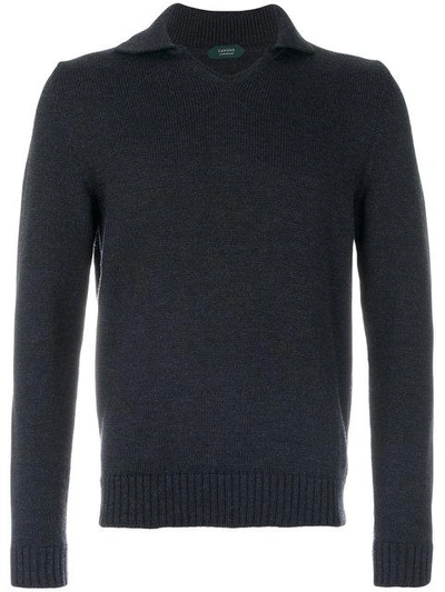 Shop Zanone V-neck Collar Jumper - Grey