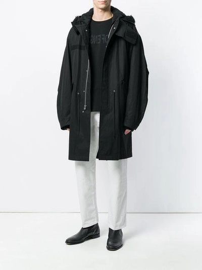 Shop Helmut Lang Hooded Parka Coat In Black