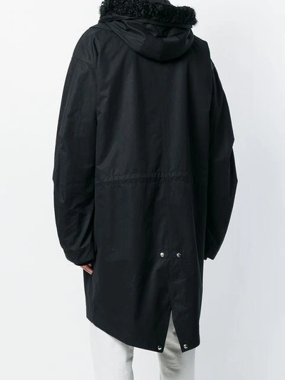 Shop Helmut Lang Hooded Parka Coat In Black