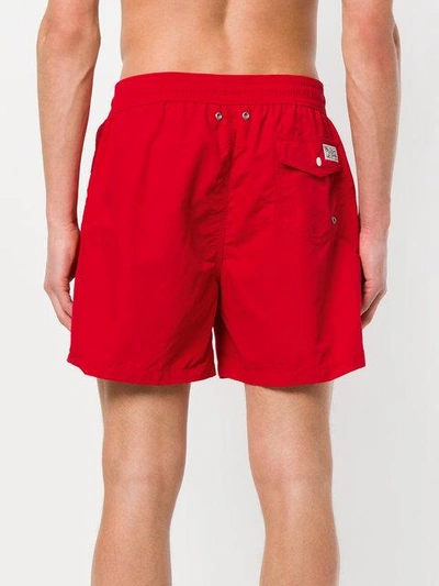 Shop Polo Ralph Lauren Embroidered Logo Swim Shorts In Red