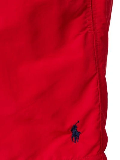 Shop Polo Ralph Lauren Embroidered Logo Swim Shorts In Red