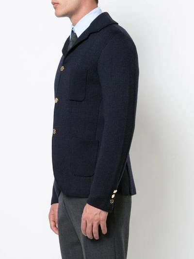 Shop Thom Browne Double-knit Wool Sport Coat In 415 Navy