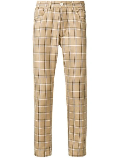 Shop Sunnei Checked Straight-leg Trousers In Nude & Neutrals