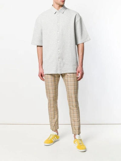 checked straight-leg trousers