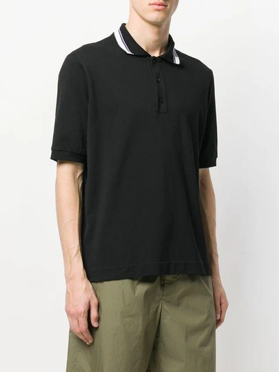 Shop Msgm Short Sleeve Polo Shirt In Black