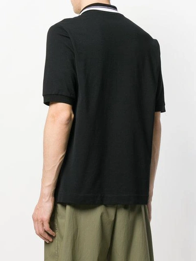Shop Msgm Short Sleeve Polo Shirt In Black
