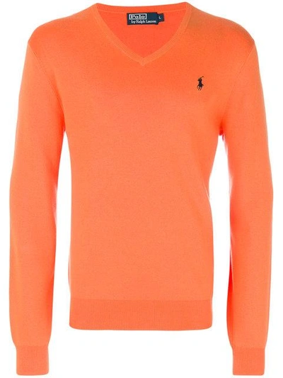 Shop Polo Ralph Lauren Slim-fit V-neck Sweater - Yellow