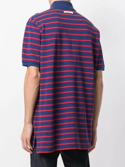 Shop Gucci Stonewashed Stripe Polo Shirt In Blue