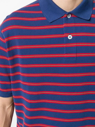 Shop Gucci Stonewashed Stripe Polo Shirt In Blue