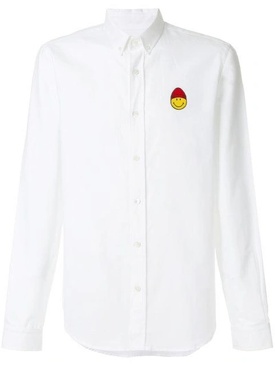 Shop Ami Alexandre Mattiussi Button-down Smiley Patch Shirt In White