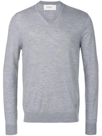 Shop Pringle Of Scotland Knitted V-neck Sweater In Grey