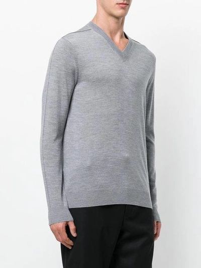 Shop Pringle Of Scotland Knitted V-neck Sweater In Grey