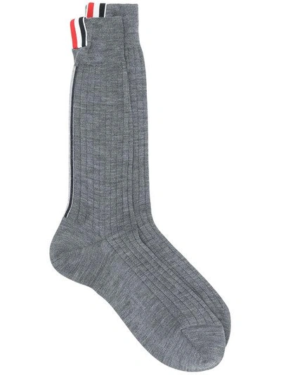 Shop Thom Browne Classic Grosgrain Socks - Grey