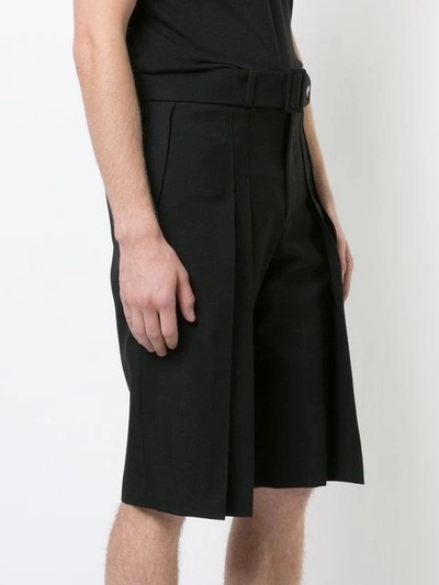 Shop Saint Laurent Pleated Belted Shorts In Black