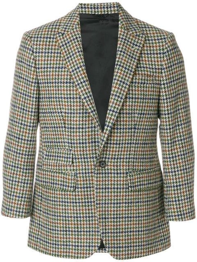 Shop Raf Simons Houndstooth Pattern Blazer In Multicolour