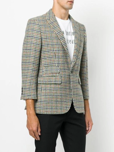 Shop Raf Simons Houndstooth Pattern Blazer In Multicolour