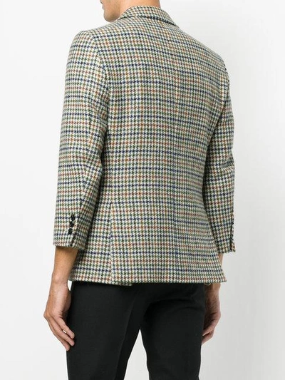 Shop Raf Simons Houndstooth Pattern Blazer In Multicolour