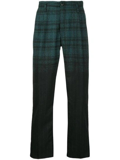 Shop Taakk Tartan-pattern Trousers In Green ,black