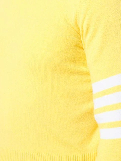 Thom Browne Crewneck Pullover With 4-bar Stripe In Yellow Cashmere