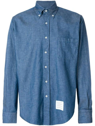 Shop Thom Browne Regular Fit Long Sleeve Shirt In Shirting Denim In Blue