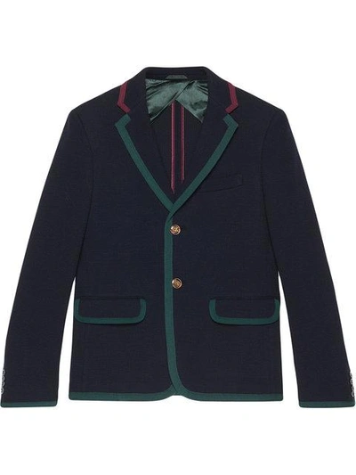 Shop Gucci Cambridge Textured Jersey Jacket In 4159 Blu