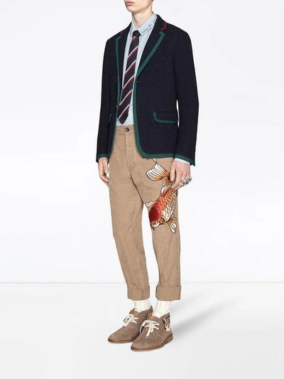 Shop Gucci Cambridge Textured Jersey Jacket In 4159 Blu